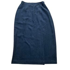 A+ New York Size 3 Black Silk Professional Attire Office Work Wrap Midi Skirt